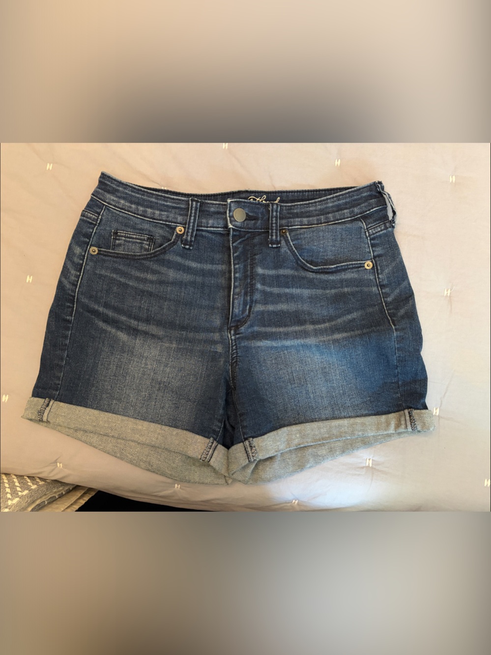 Universal Thread Dark Blue Rolled Cuff Denim Shorts, 6